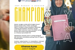 Khansa Ayna- Juara 3 Kaligrafi MTQ tingkat Kapanewon Godean