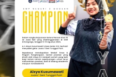 Aisya - Juara 1 Seni Pencak Silat di Kejuaraan  Gelora Pencak Silat se Jawa-Bali
